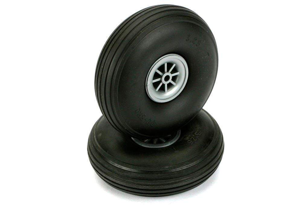 Du-Bro 82.5mm (3.25) x 29mm Treaded PVC Wheels for 4mm Axle (2 pack)  [DUB325T] Motion RC