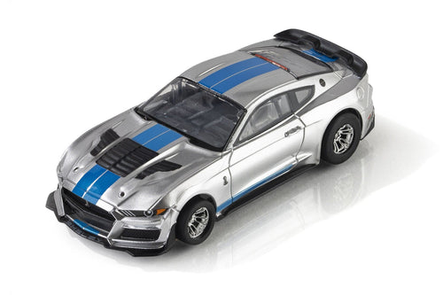 AFX Mega G+ HO Scale 2022 Shelby Mustang GT500KR Silver/Blue Slot Car AFX22099