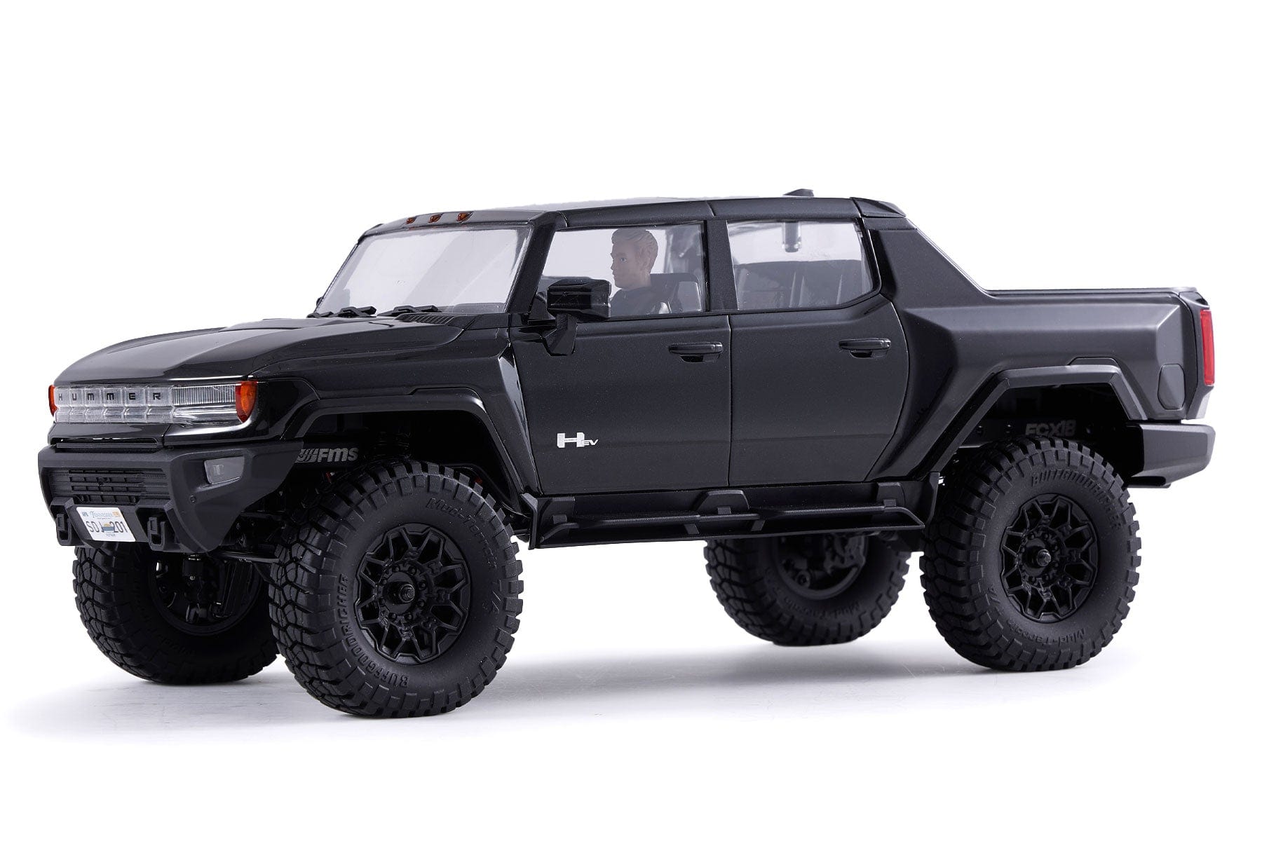 FMS FCX18 Black GM Hummer EV 1/18 Scale 4WD Crawler - RTR FMS11852RTRBK