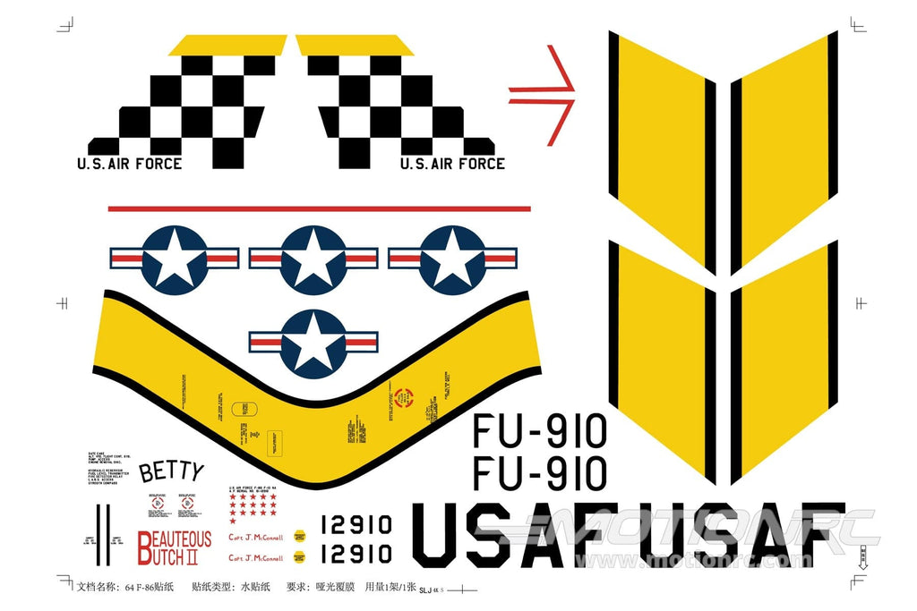 Freewing 64mm F-86 Sabre V2 Decal Set FJ1151107