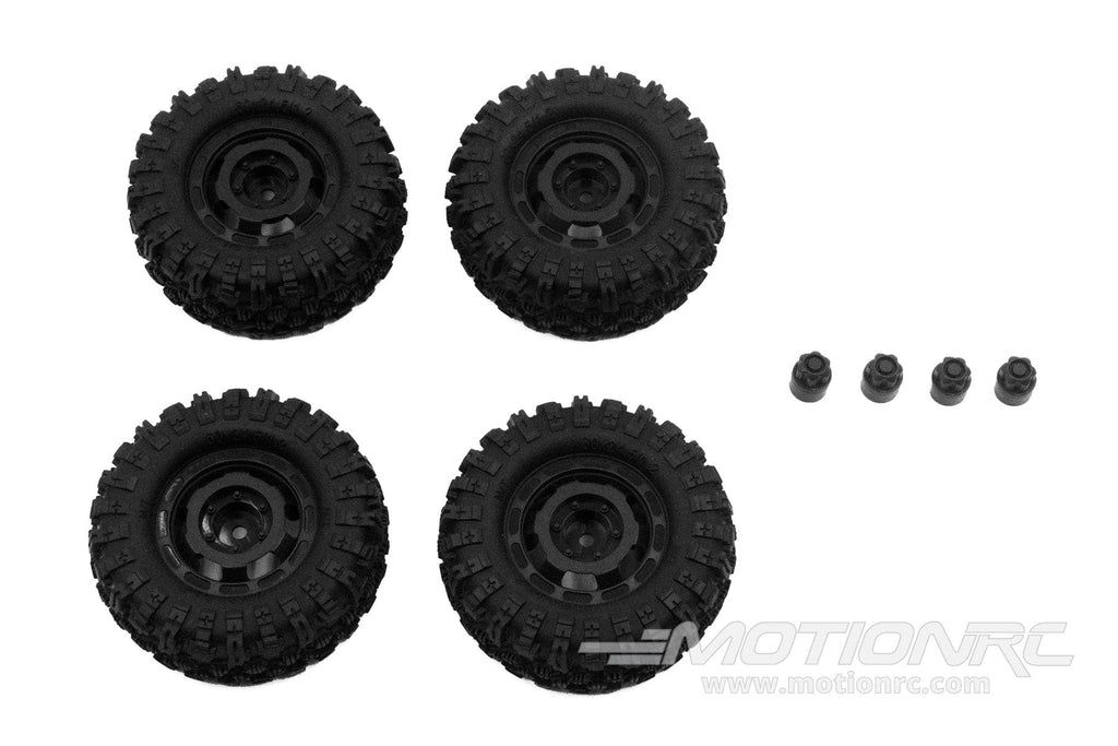 Hobby Plus 1/18 Scale CR18P Black Truck Wheel/Mudder Tire Set HBP240443