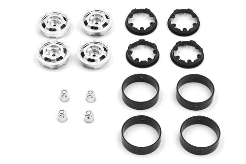 Hobby Plus 1/18 Scale CR18P Satin Silver Truck 1.2” Bead Lock Wheel Set HBP240459