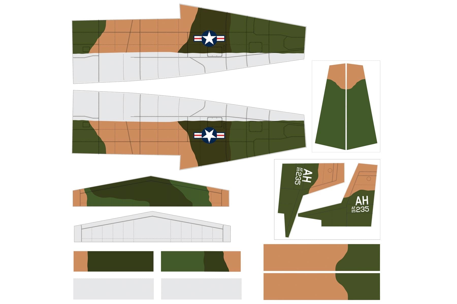 Nexa 1770mm T-28 Trojan Camo Covering Set - Fuselage and Tail NXA1056-307