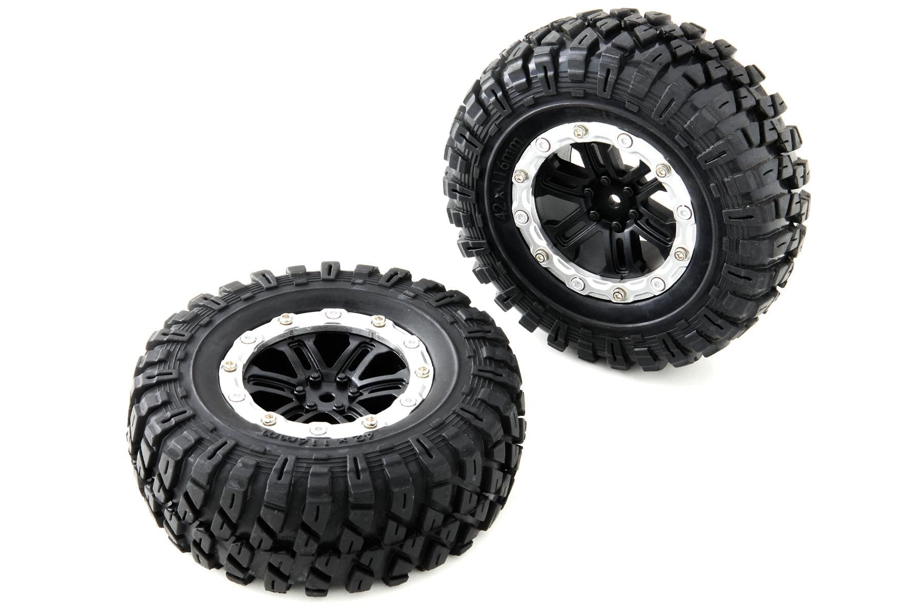 Primus 1/10 Scale Crawler Tires and Chrome Wheels - Mounted Set PRM5016-007